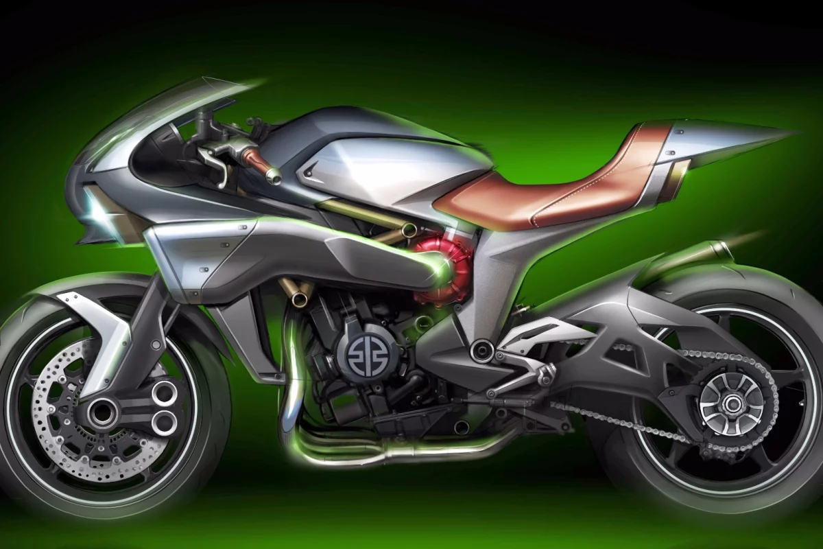 Kawasaki's sketch of the SC 01 Spirit Charger Concept, a potential new direction for the supercharged product line-up
