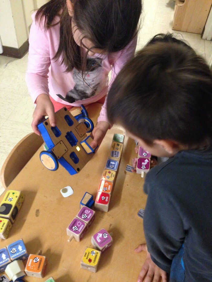 Kibo allows young tinkerers to build a robot using supplied modular components, personalize it with art designs and then program it to do their bidding using colored program blocks