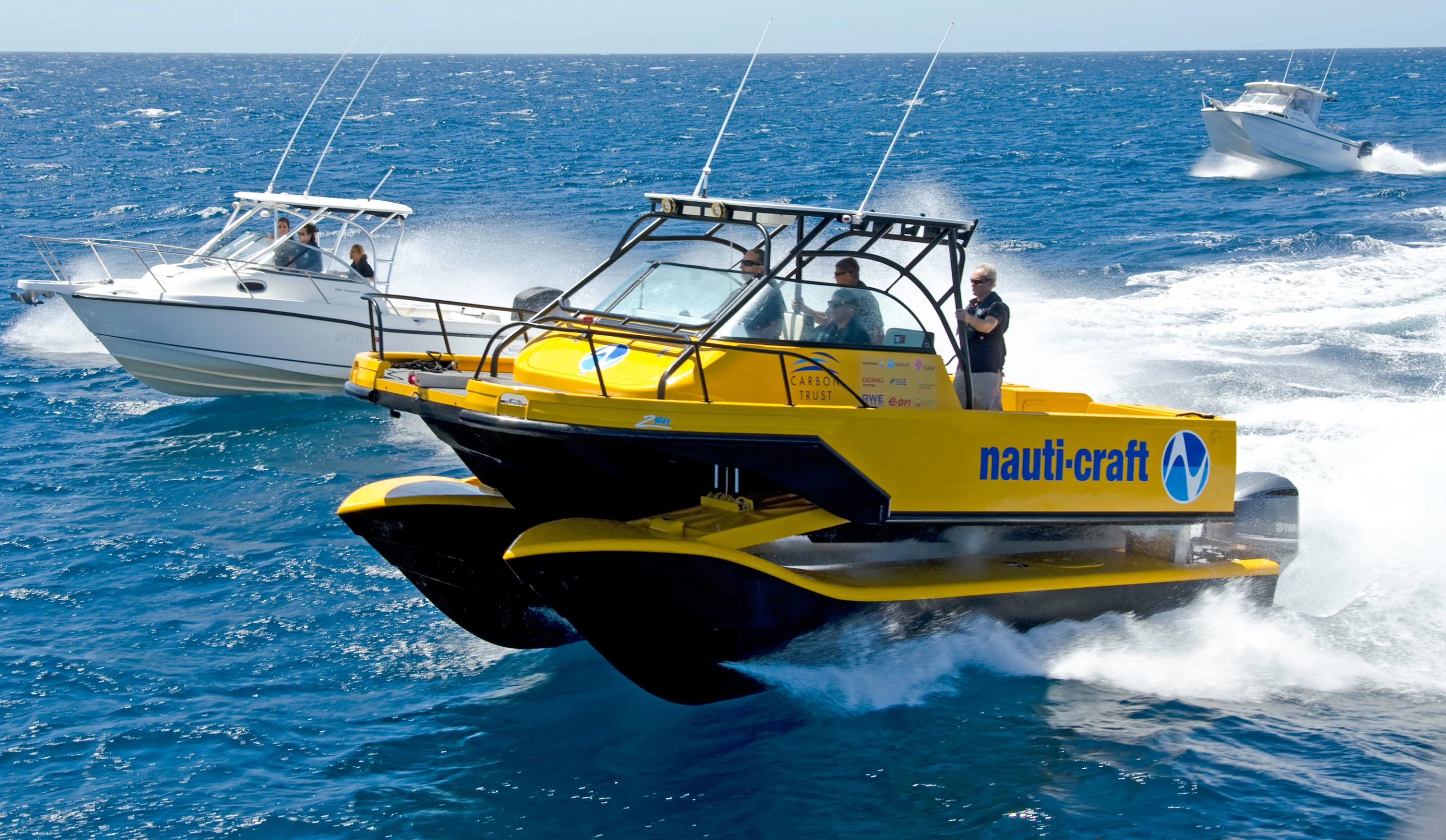 The 2Play's twin hulls are able to move up and down relative to the deck