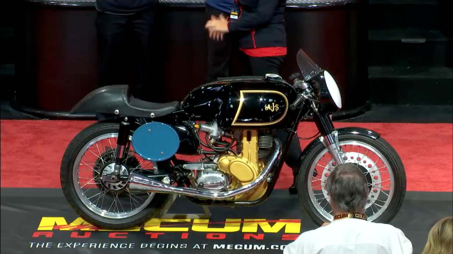 One of the most celebrated production racing motorcycles of history, the AJS 7R is deeply loved by thousands of racers over the last 75 years. This 1959 model is a pristine example of the iconic AJS 7R "Boy Racer", and went for a surprisingly reasonable $40,800 against an estimate of $40,000 to $45,000 Official Auction Description