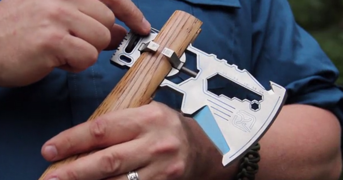 KLAX multitool axe head detaches for easy transport