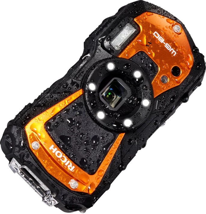 The WG-80 measures 4.8 x 2.4 x 1.2 inches, and is waterproof to 46 feet