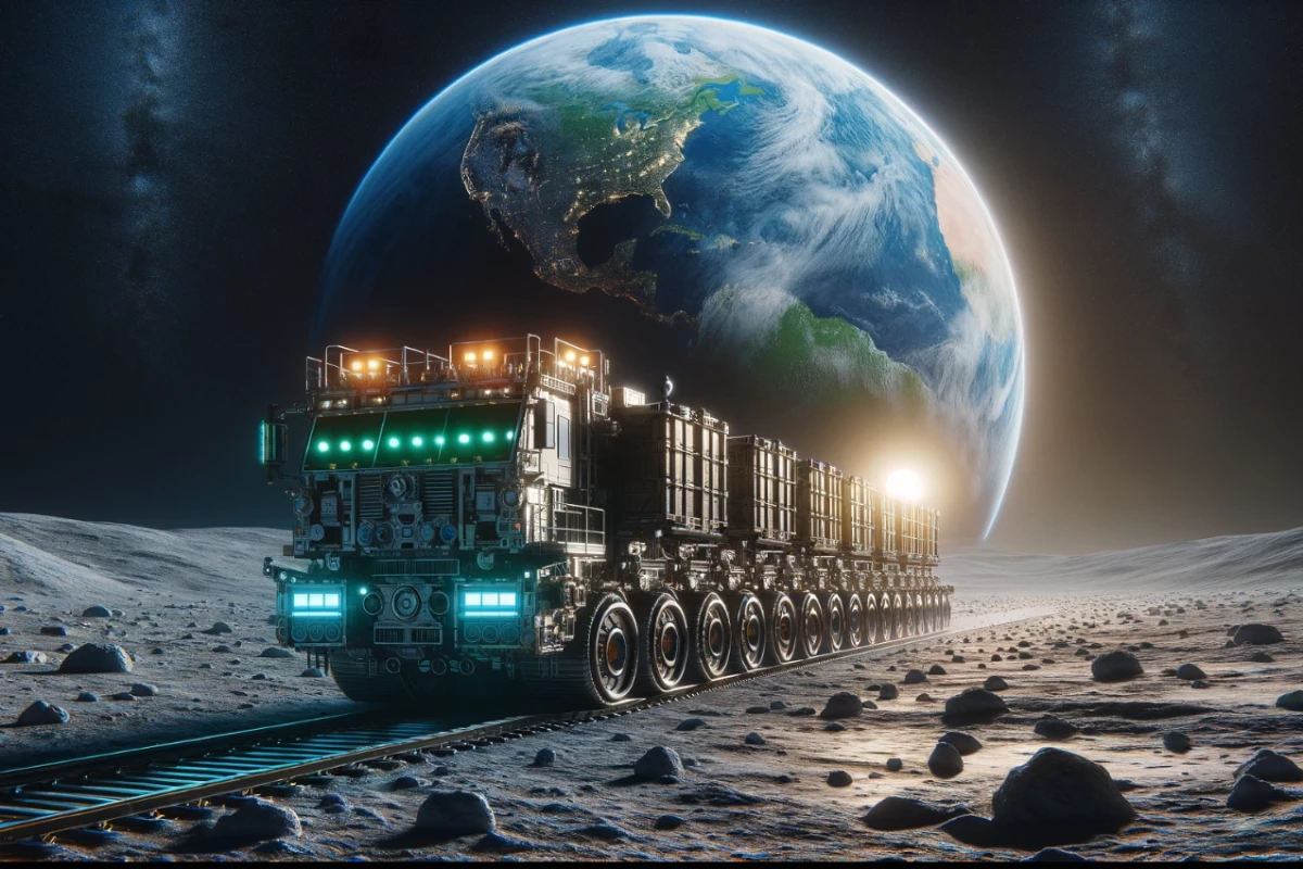 The planned lunar railroad definitely won't look as fanciful as this AI rendering