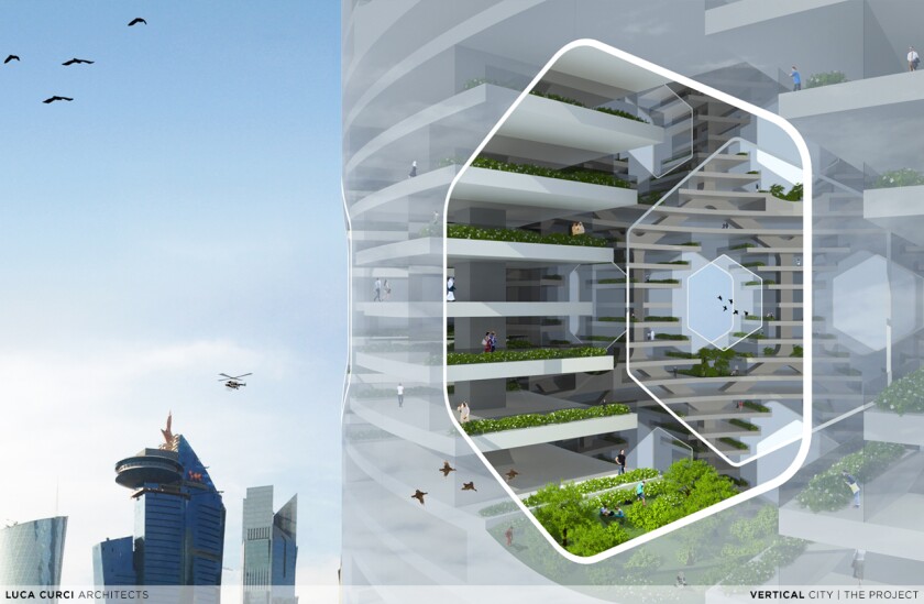 The building’s structure is based on a modular prefabricated unit that measures 72 m (236 ft) high