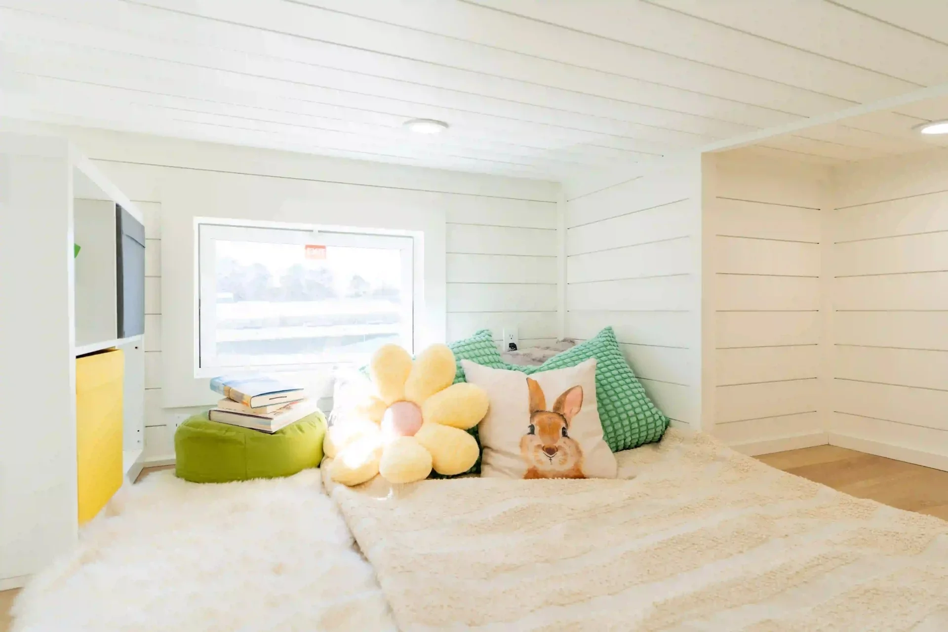 The secondary loft bedroom in the Avalon 32' look small but has enough space to fit a bed