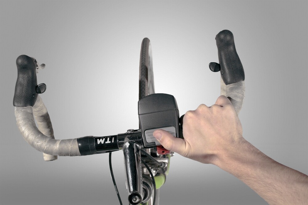 Users operate the bell though a single button on top