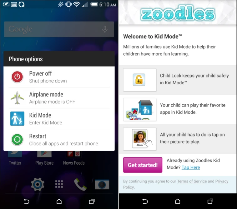 Kid mode protects your children and your data