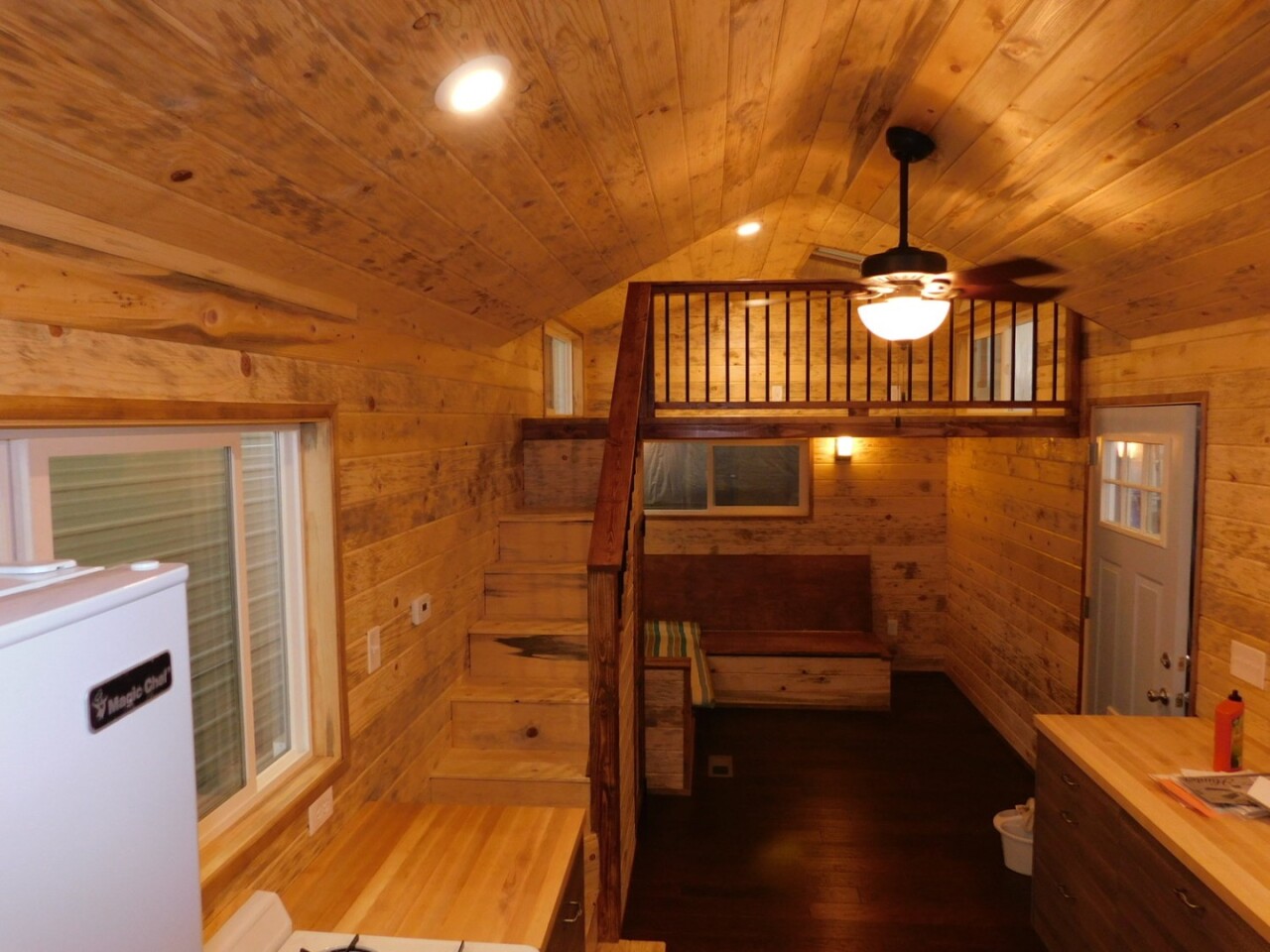 View towards the Purple Monster's lounge area and sleeping loft