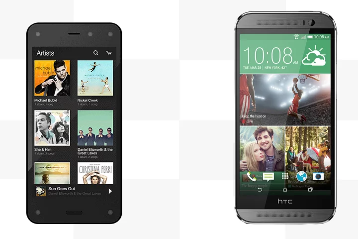 Gizmag compares the features and specs of the Amazon Fire Phone and HTC One (M8)