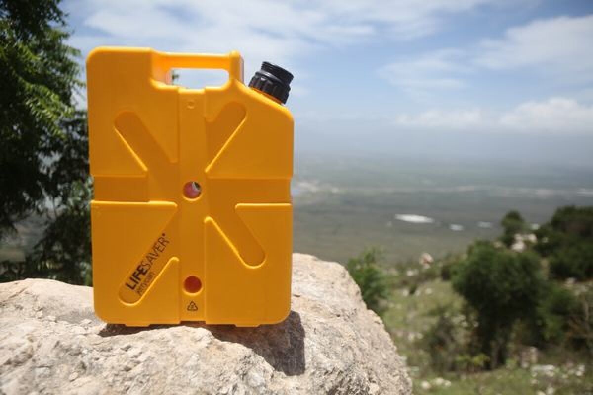 LifeSaver Jerrycan purifies 5 gallons of water for drinking and showering