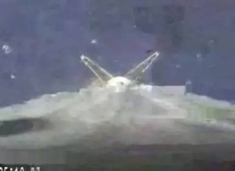 Video still of a previous Falcon 9 sea landing