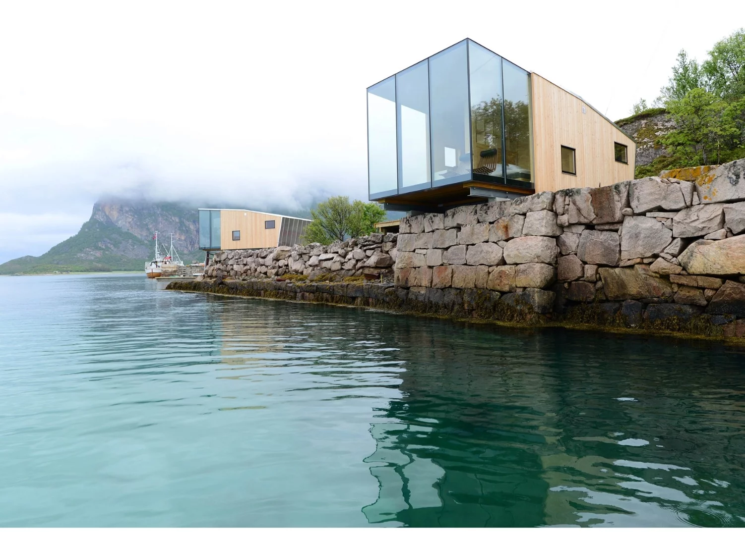 The Manshausen cabins are designed to hang over the water's edge