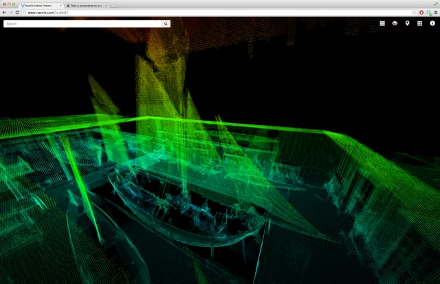 A point cloud image of the shipping exhibit