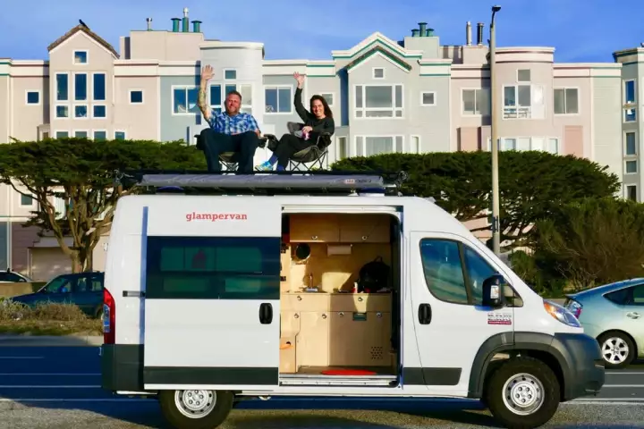 Glampervan really sets itself apart from other conversion shops with its roof rack-mounted deck