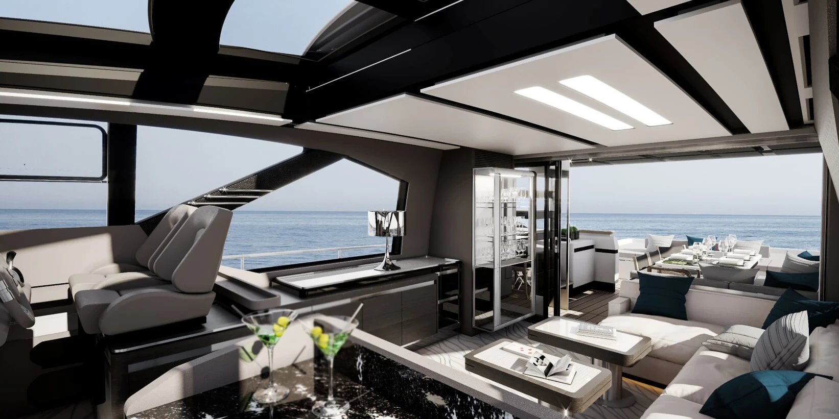 On board the Azimut S7 main deck