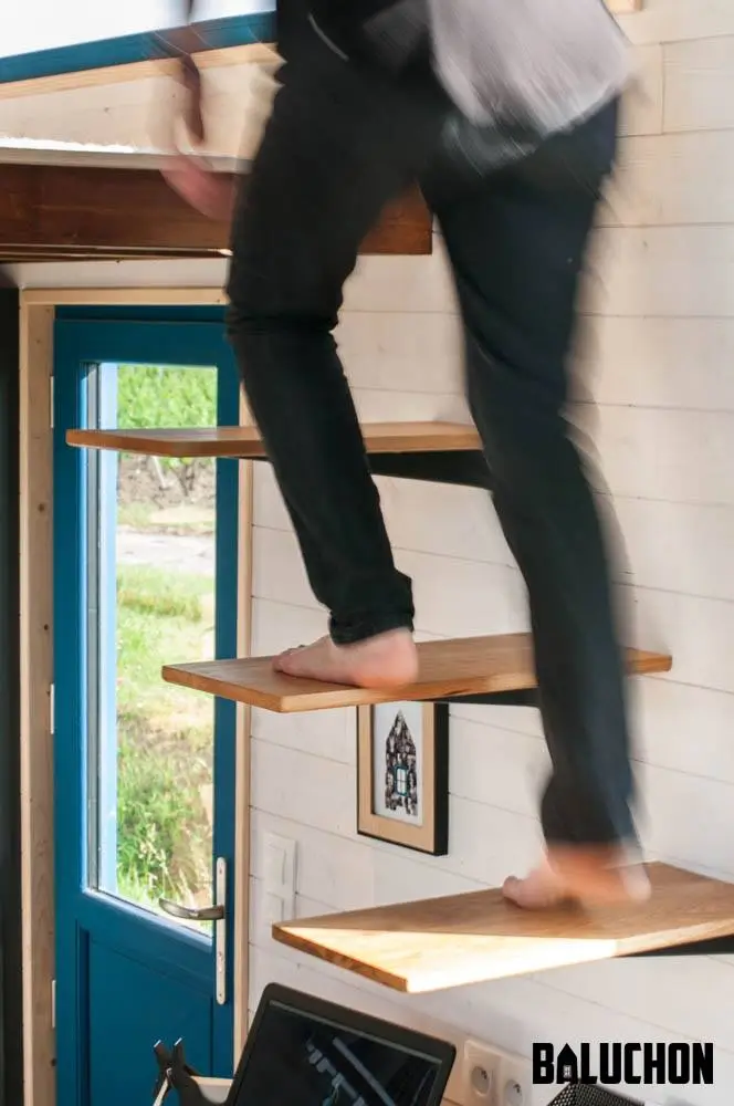 The Valhalla's main bedroom is accessed by floating stairs