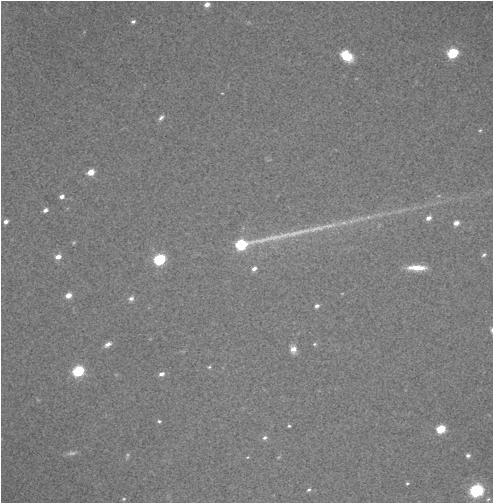 Animation shows Dimorphos moving across the sky over 80 minutes, with a tail of debris seen trailing behind