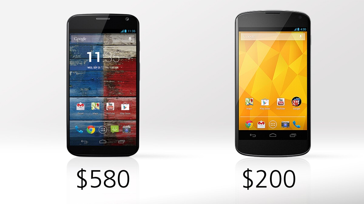 The Nexus 4's rock-bottom and contract-free pricing (from Google Play) is its bread and butter