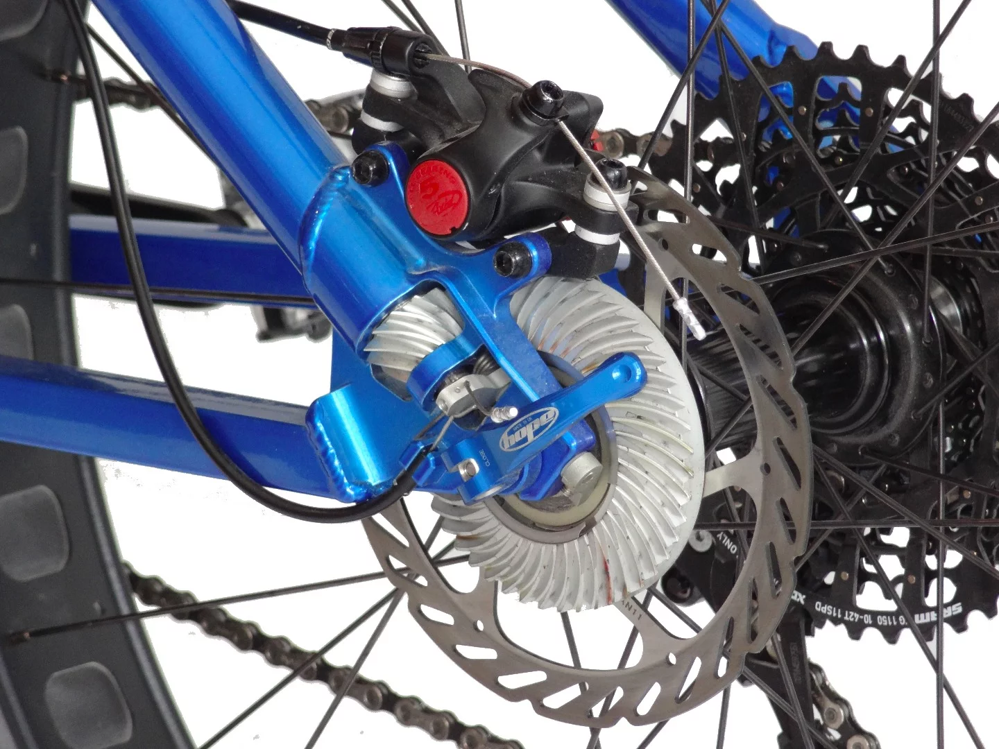 The Christini AWD's drive mechanism, at the rear