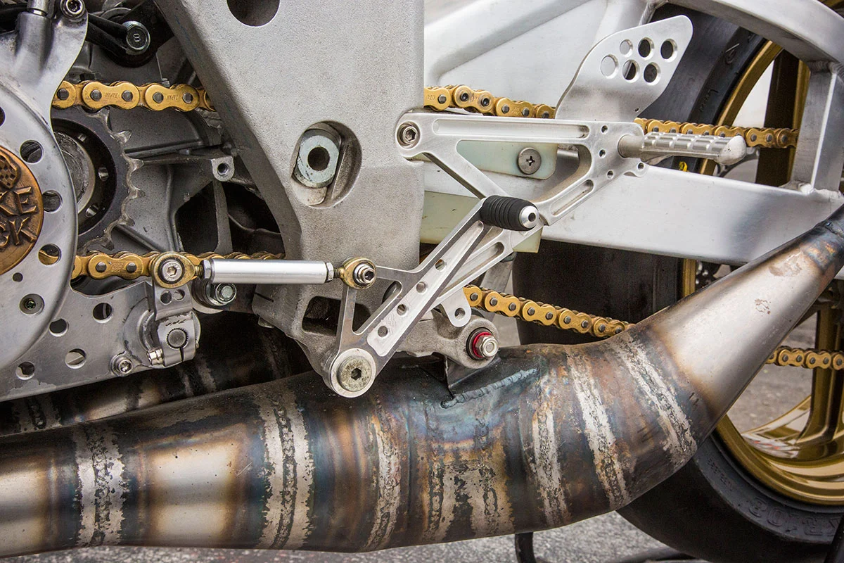 The coarse look of the expansion chambers adds to the racy feel of the 2 Stroke Attack