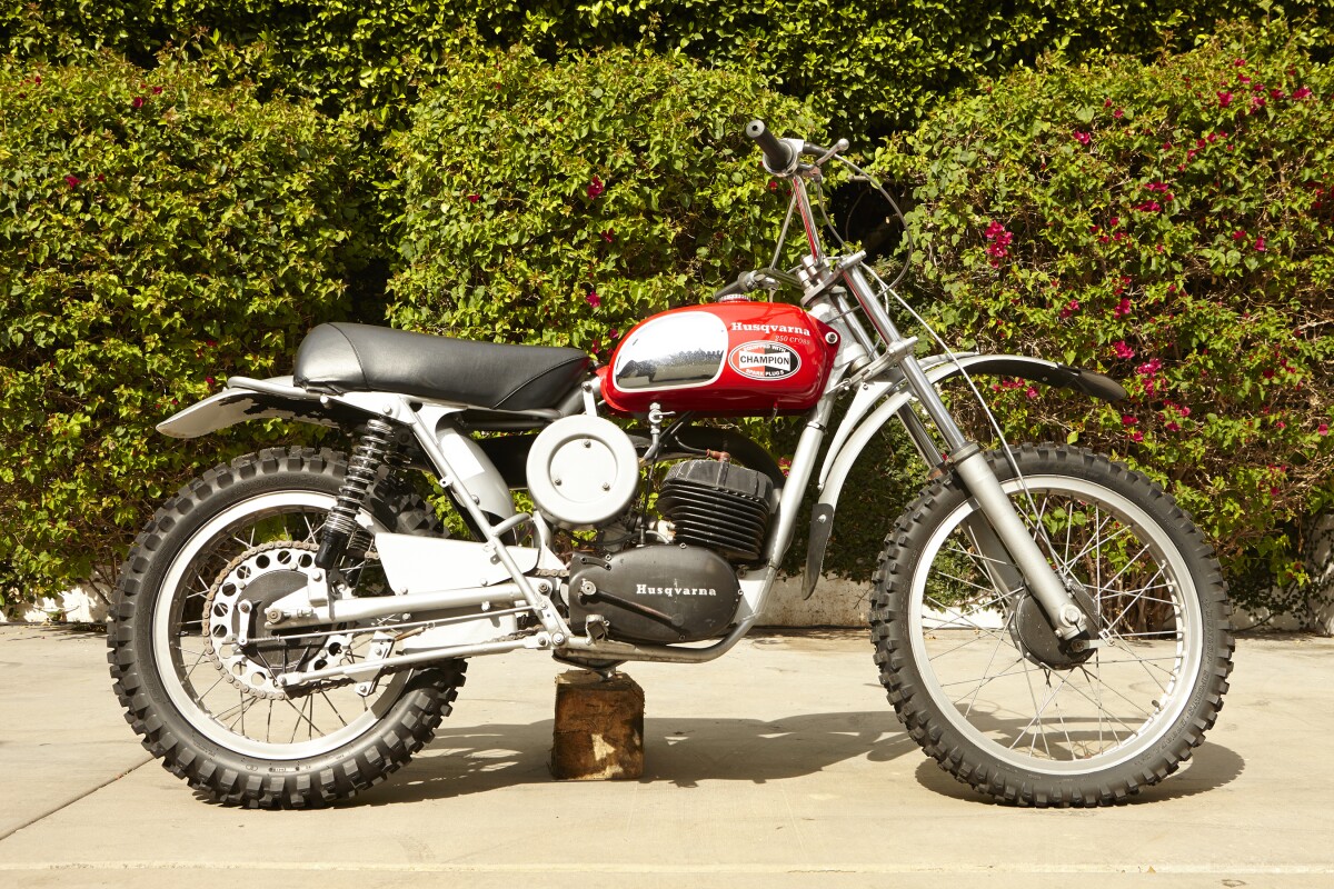 McQueen's 1971 Husqvarna 250 Cross. Just as he last rode it.
