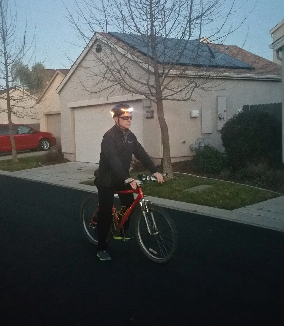 While the front LEDs on the Lumos helmet can't substitute for a headlight, they do make the wearer more visible