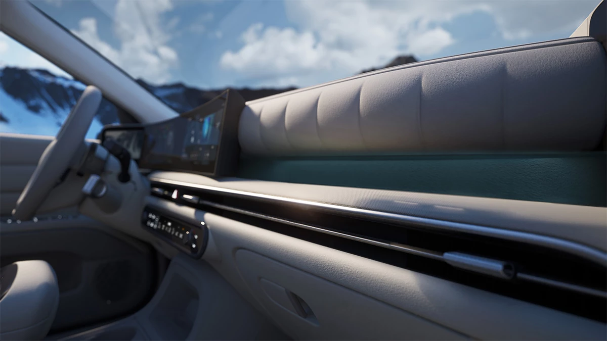 Hyundai says the Nexo interiors are made with all kinds of sustainably sourced and recycled materials