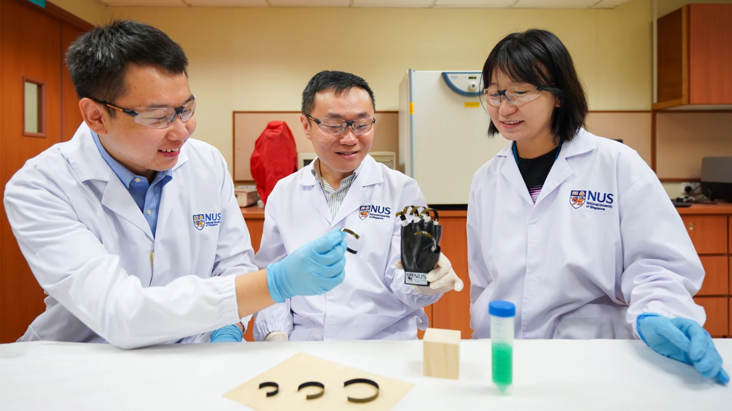 Asst. Prof. Tan Swee Ching (center) with team members Mr. Qu Hao (left) and Ms. Bai Lulu (right)