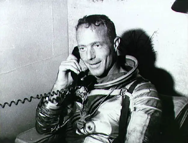 Scott Carpenter on the phone with President John F Kennedy after the Aurora 7 mission (Image: NASA)