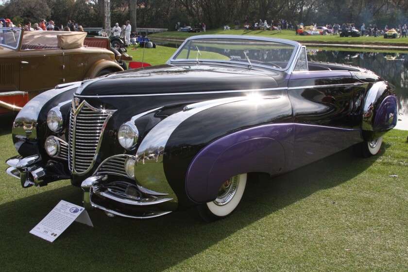 It is a great irony that the two best known and flamboyant French coachbuilders from the art deco era of coachbuilding were not French. Giuseppe Figoni from Figoni et Falaschi was Italian, and Jacques Saoutchik was born Iakov Savtchuk in Russia. This Cadillac is one of Saoutchik's most extravagant designs, being one of just two Cadillacs bodied by the flamboyant coachbuilder. If you think this is over the top, you should see the other one. This car is part of the Abagnale Collection, curated by Sonny and Joan Abagnale.