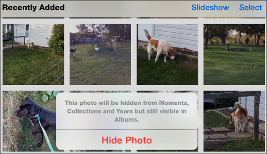 Hide photos from your local collection