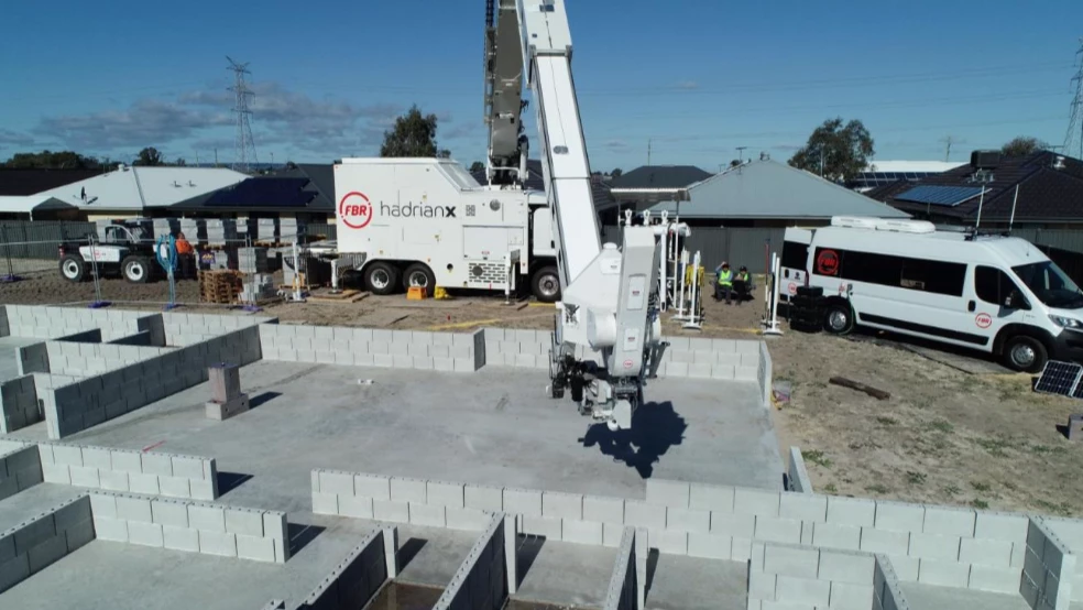 The Hadrian X bricklaying robot in action