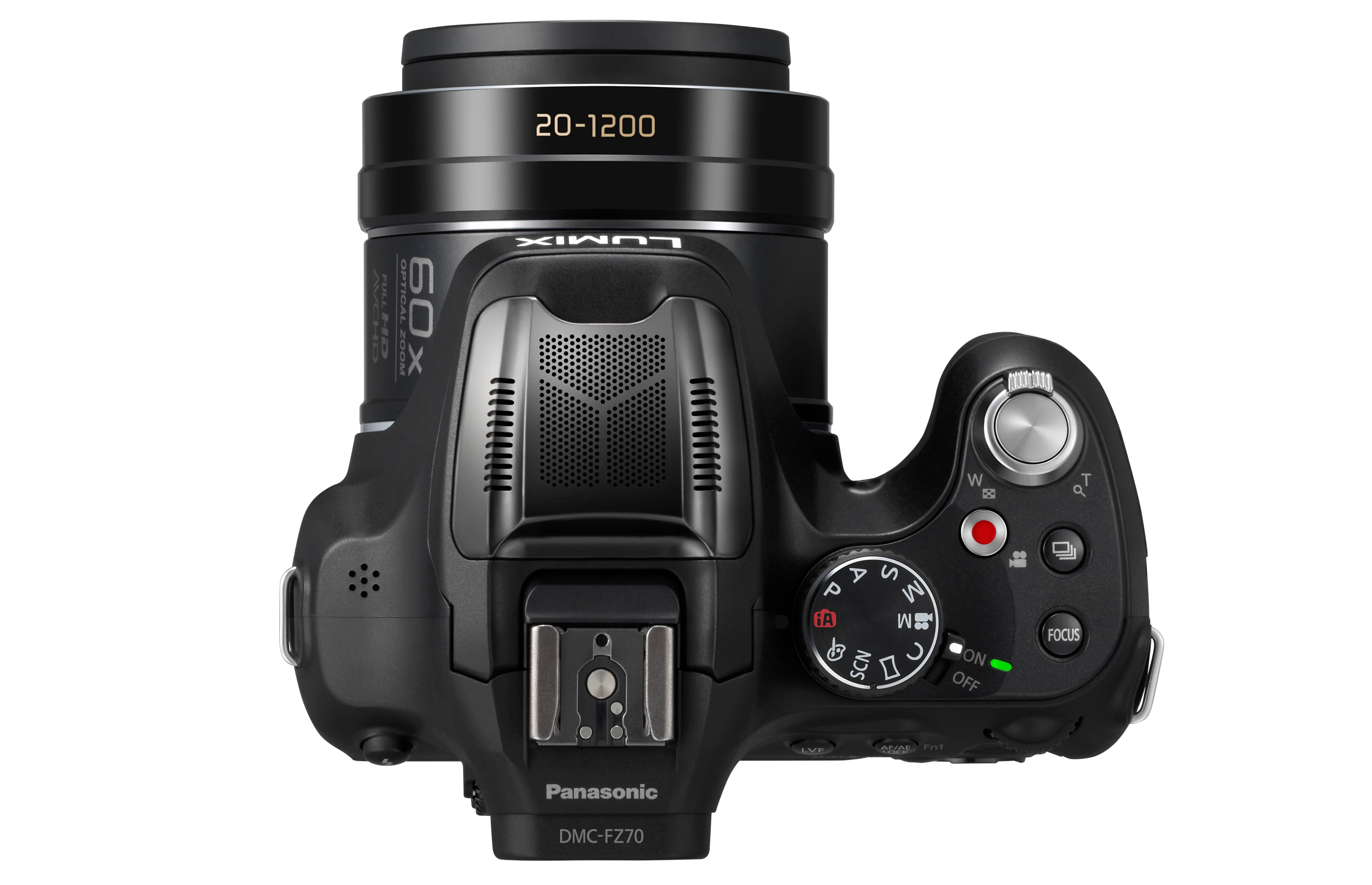 The Panasonic Lumix DMC-FZ70 measures 130.2 x 97.0 x 118.2 mm (5.13 x 3.82 x 4.65 inches) and weighs 606 g (1.34 lb)