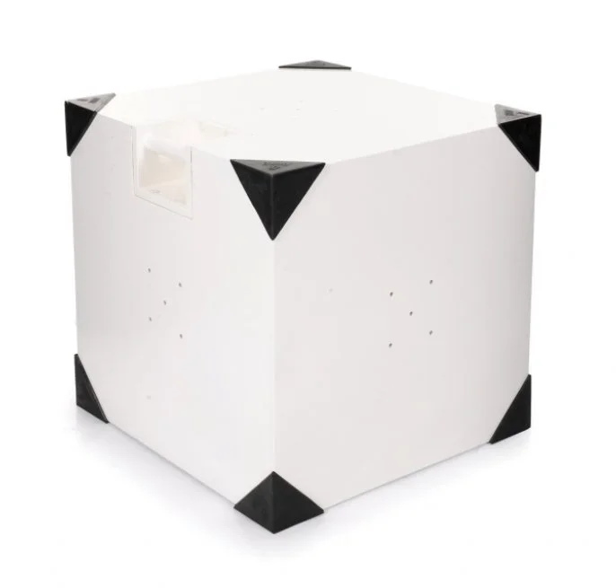 The DUBE is a specially-constructed wooden box that serves as a percussive musical instrument