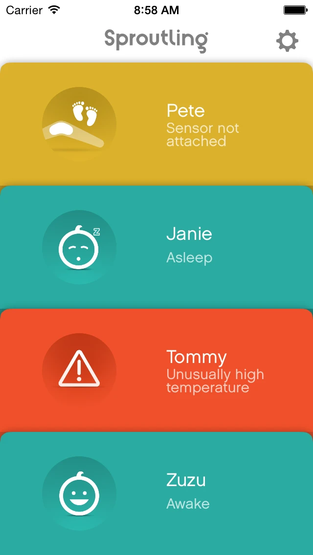 The Sproutling app can track multiple children, though each child needs a separate band