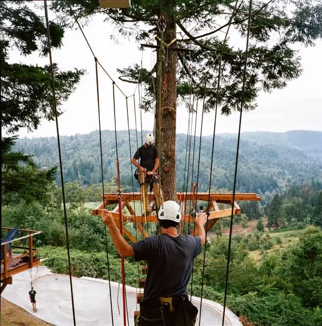 The Cinder Cone treehouse under construction