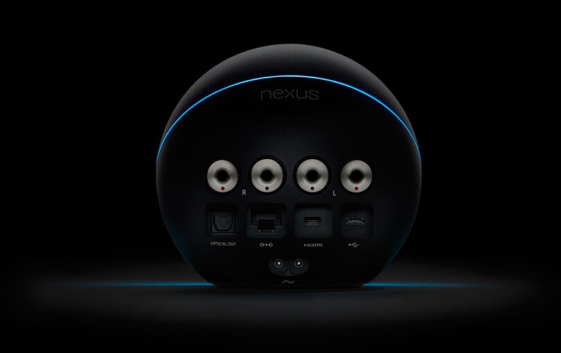 Rear connection ports on the Nexus Q