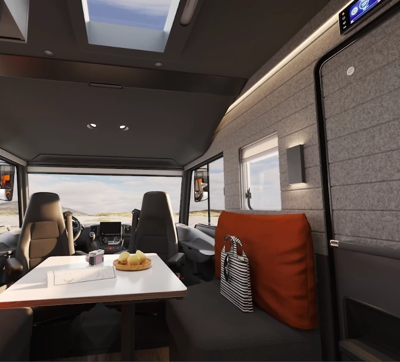 Niesmann has worked to integrate the optional front double bed into the headliner, so it's barely noticeable when closed away