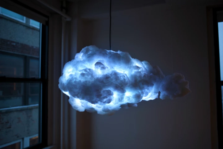 Cloud by Richard Clarkson is an interactive lamp designed to mimic a thundercloud