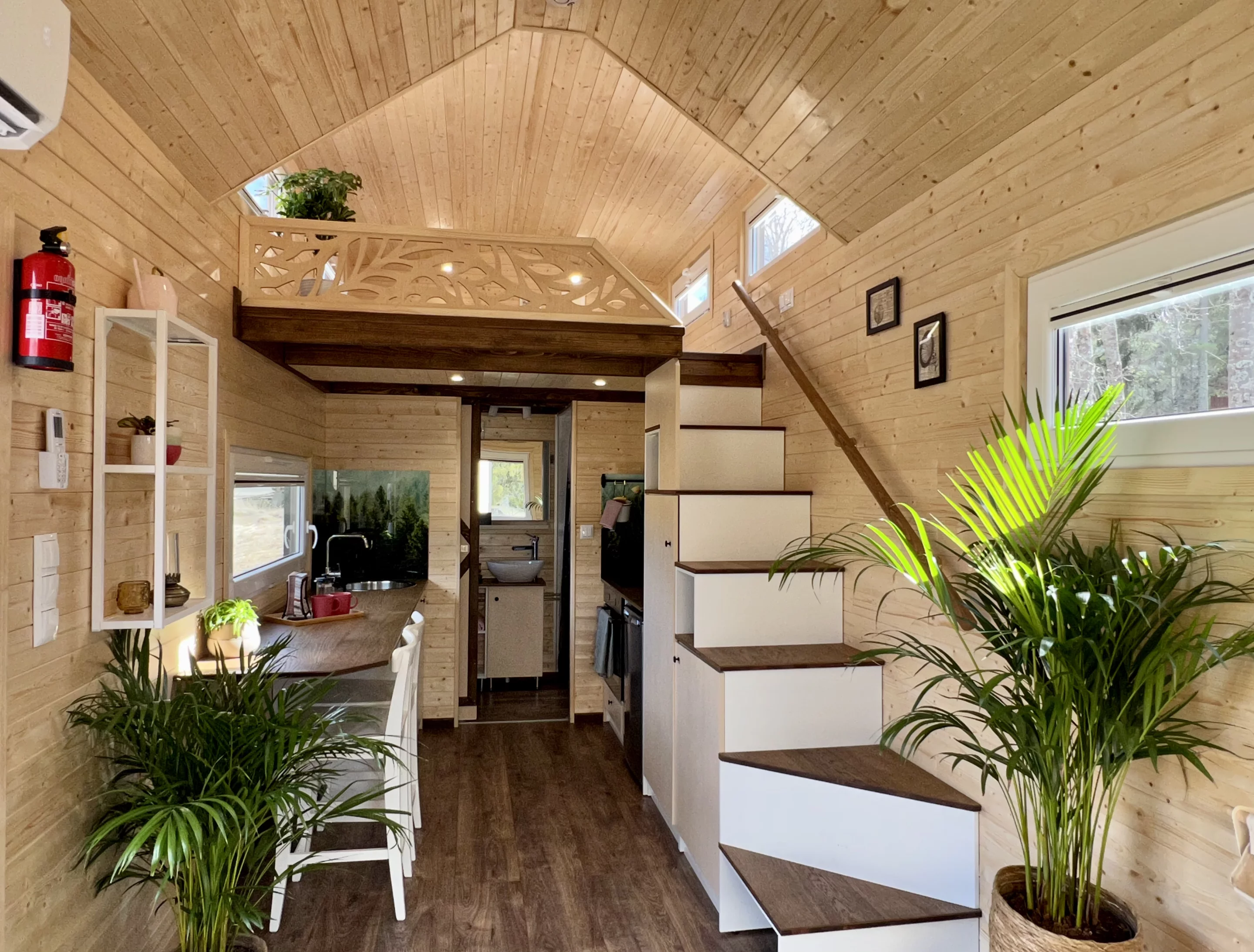 The Sunshine tiny house is 6.7 m (22 ft) in length and its interior measures 21 sq m (226 sq ft)
