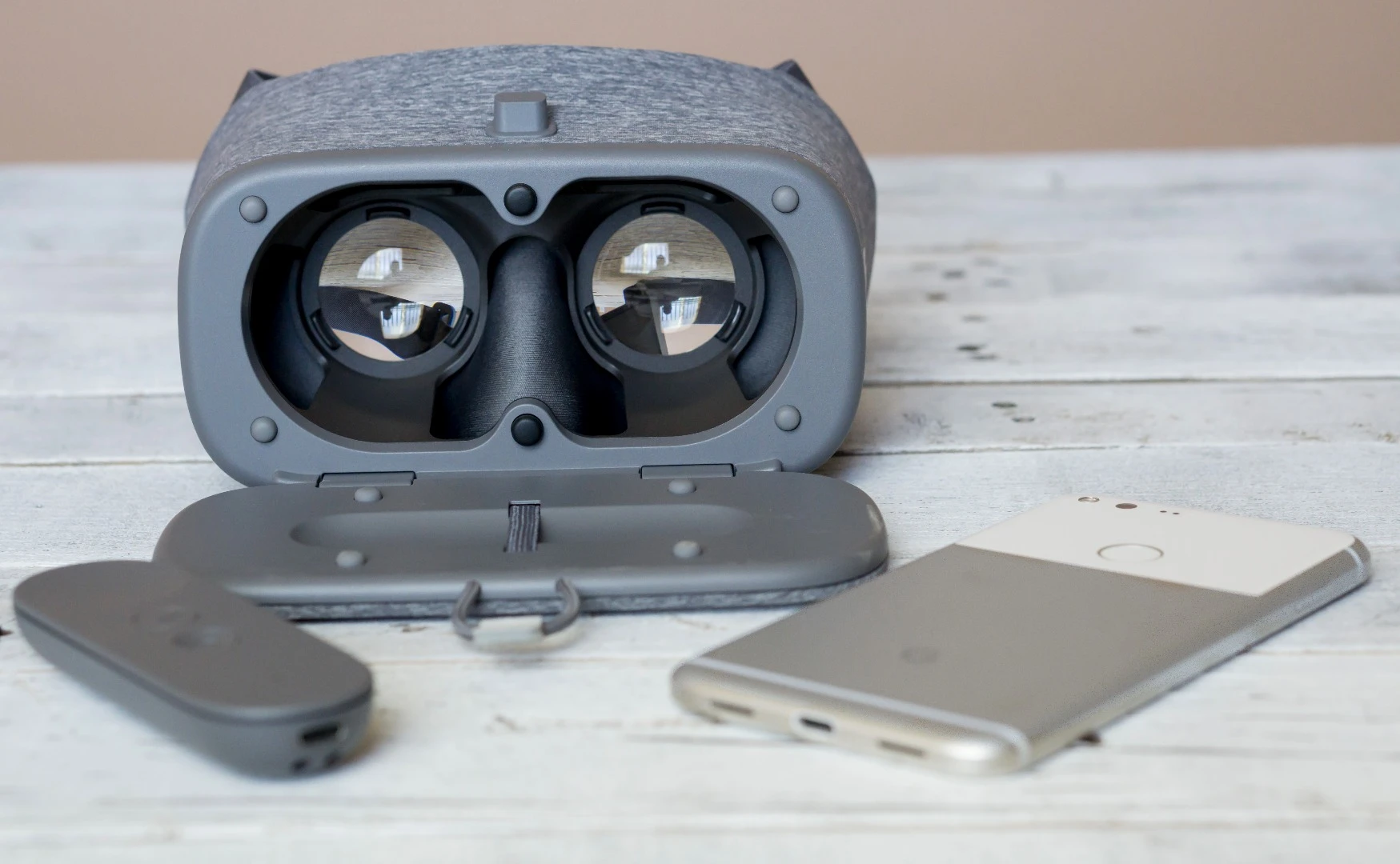 Google's Daydream View headset, with the Pixel XL