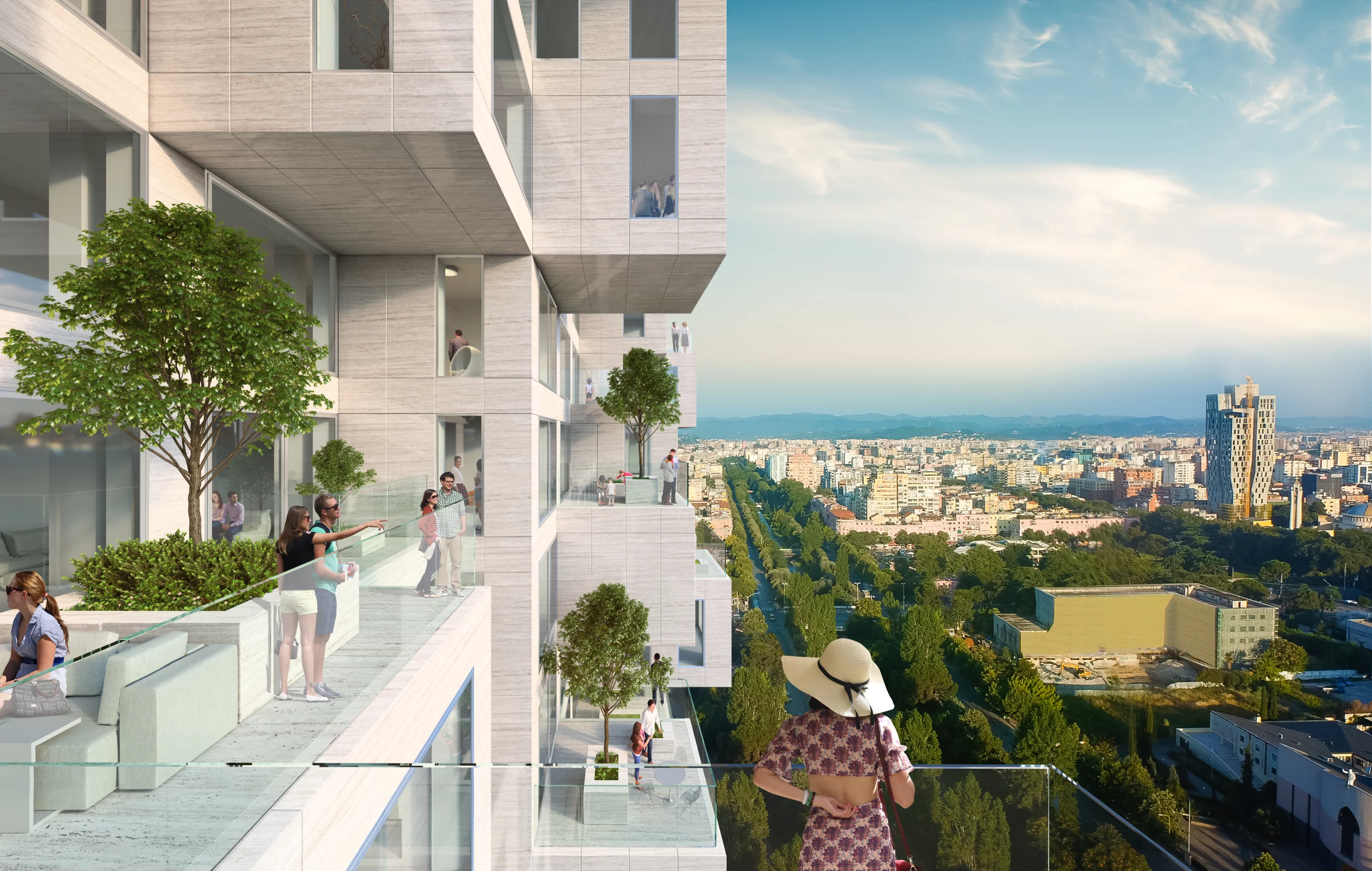 Downtown One Tirana will include office and retail space, restaurants, and apartments