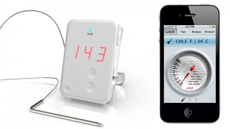 iGrill sends a notification via Bluetooth to the companion smart phone app when the meat is perfectly cooked