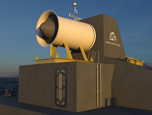 Wave Swell Energy's design is more efficient than other oscillating water columns, because of a unique design that allows its turbine to be uni-directional