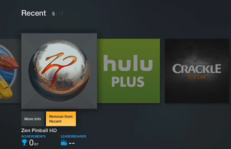 Remove items from the Recent section on the home screen