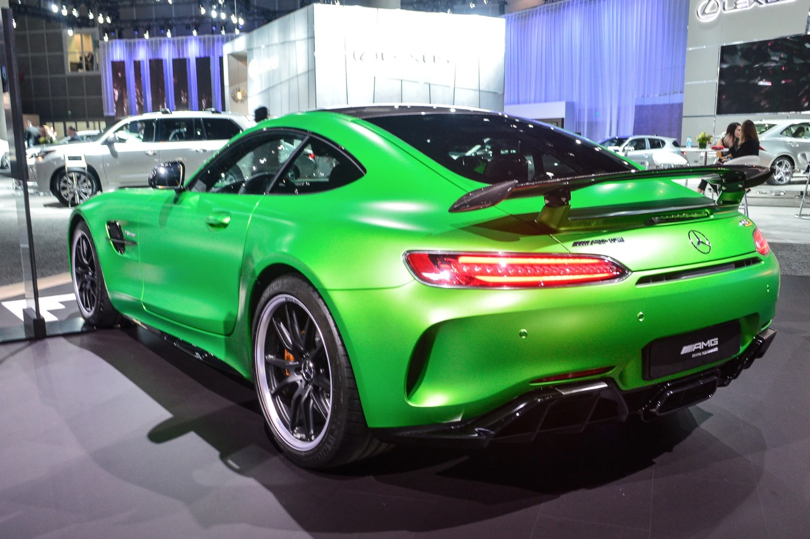 The Mercedes AMG GT R is powered by a 577-hp twin-turbo V8