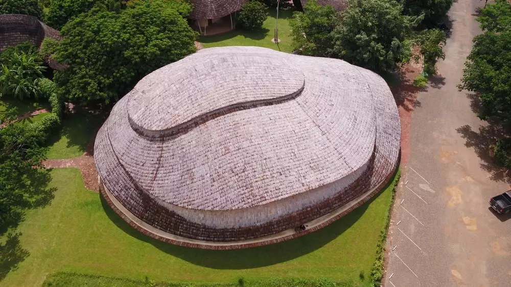 The Bamboo Sports Hall at Panyaden International School from above