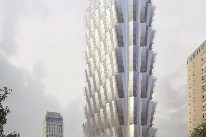 The angled design of the window units at One Hundred will allow more light into the apartments and provide city/park views for residents