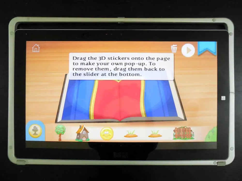 Kids can use 3D stickers to create their own pop up pages in the interactive books (Photo: Lakshmi Sandhana/Gizmag.com)