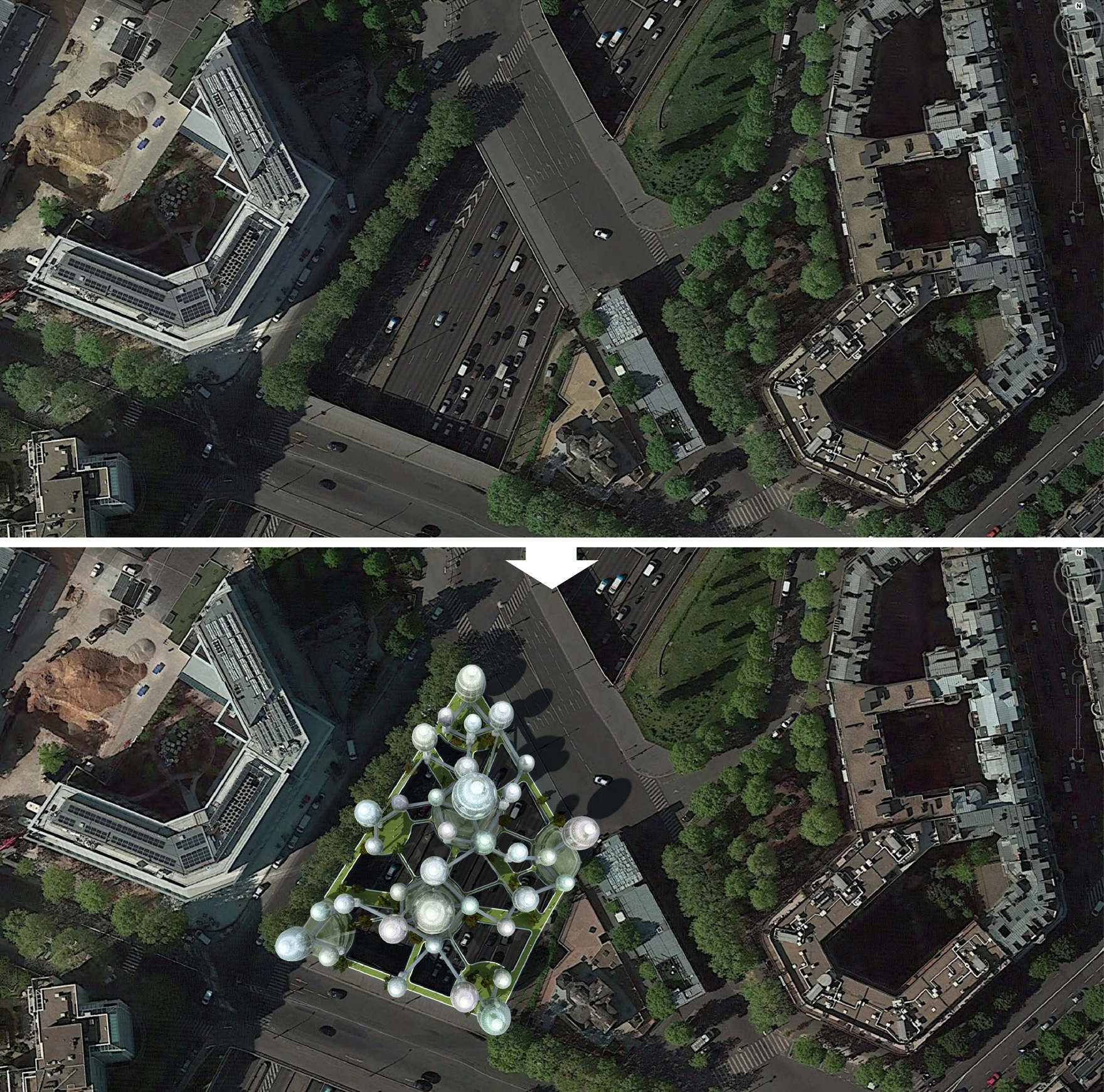The proposal takes up a good chunk of the Ternes-Villiers area in Paris' 17th Arrondissement (Image: Planning Korea)